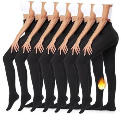 7 Pack Fleece Lined Tights for Women-High Waist Small 01-black(fleece Lined)