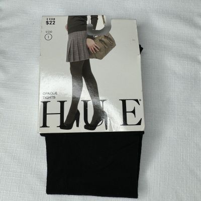 HUE Opaque Tights Womens Size 1 Solid Black 40 Denier 1 Pair New