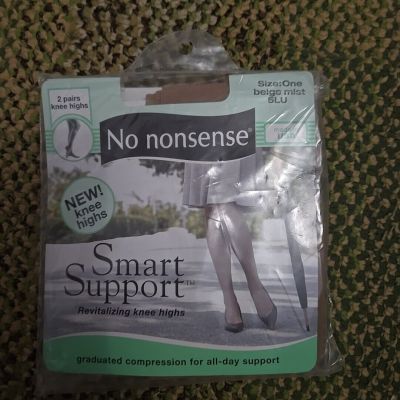 No Nonsense Pairs Of Knee Highs Smart Support Graduated Compression Size One