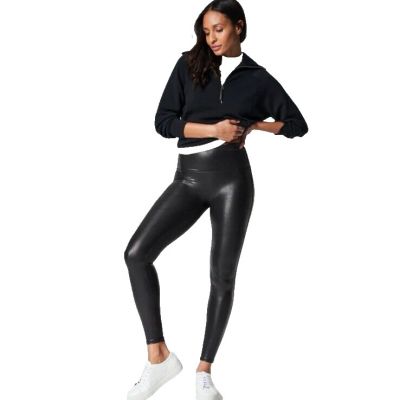 Spanx Women's S Black Spapnxshape Faux Leather Leggings Style 2437