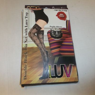 New CCDC LUV Queen Size Thigh High Stockings Black