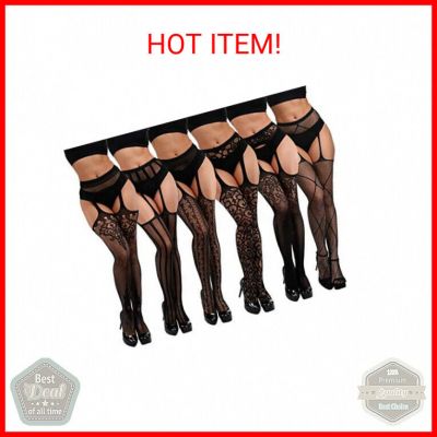 DRESHOW 6 Pack Fishnet Garter Belt Stocking Suspender Pantyhose Tights Thigh Hig