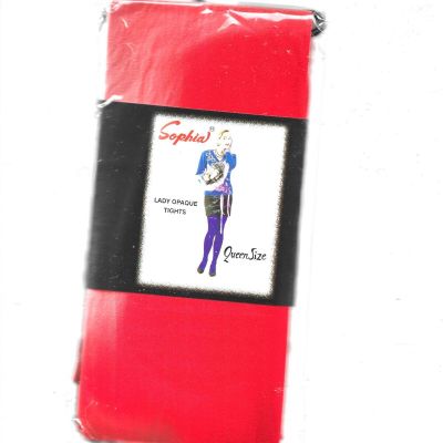 New Sophia Lady Opaque Tights, Red, Queen Size, 100perc Nylon