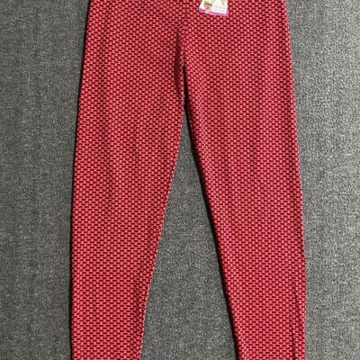 Women Leggings Butt Lift High Waist Stretchy Scrunch Pink/Red Size L/XL-8