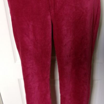 Hue Classic Red Corduroy Leggings Size Medium Style U23820