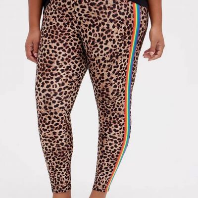 Torrid Leopard Print Rainbow Striped Silky Stretchy Leggings Plus size 3X