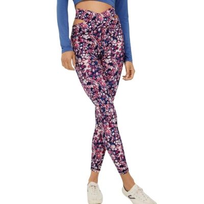 Aerie Offline Real Me Crossover Cutout High Rise 7/8 Leggings Pink Floral Small