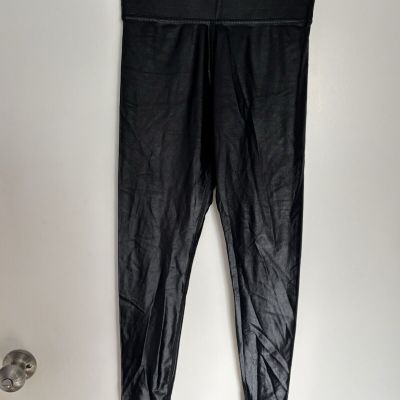 Carbon 38 Black Ink Shine Faux Leather Leggings Pants Size Small