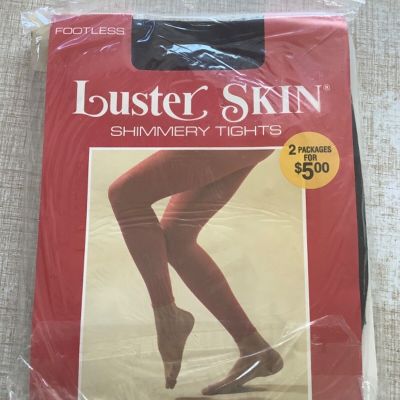 Vintage 80's Luster Skin SHIMMERY TIGHTS Black Footless Size MEDIUM New