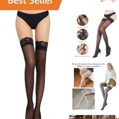 Women's Premium Silky Soft Lace Top Thigh High Stocking - Versatile - One Size