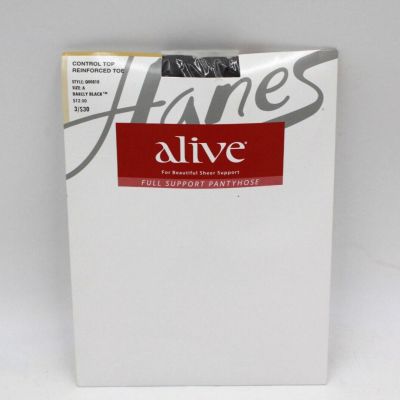 Hanes Alive Pantyhose Full Support Control Top Reinforced Toe Barely Black Sz A