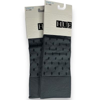 Hue Thunder Gray Polka Dot Knee Hi Socks One Size Fits Most 2 Pair