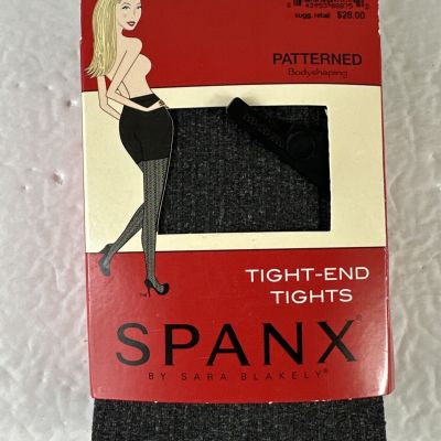 Spanx Tight-End Tights Patterned Body shaping Size C Charcoal Ribbed Heather NWT