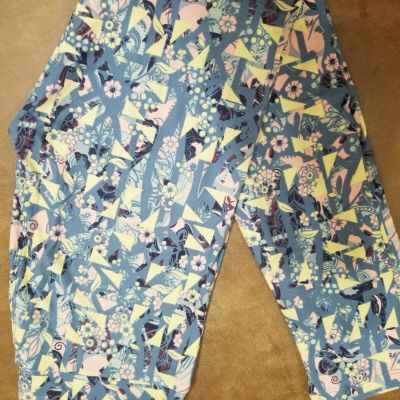 LuLaRoe Leggings OS, Blue/Pink/Yellow Geometric Floral, NWT