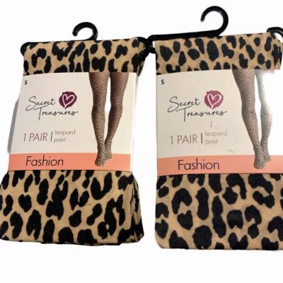 Secret Treasures Lot Of 2 Women Leopard Print Tights Size Small New