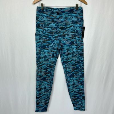 TAHARI Sport Athletic Leggings Size Large Camo Blue Women's New High Rise