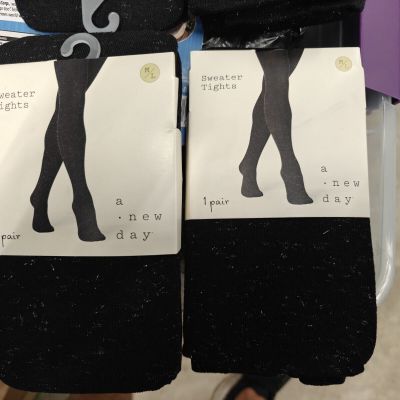 2 Pack Sweater Tights A New Day M/ L  Black And Radiant