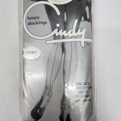 Cindy Luxury Stockings, OS, Shadow Toe, Sheer, 15 Denier w/Seams