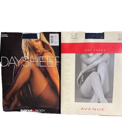 Avenue Pantyhose Women’s 2 Pack Size C  Navy Blue & Black Sheer Classic