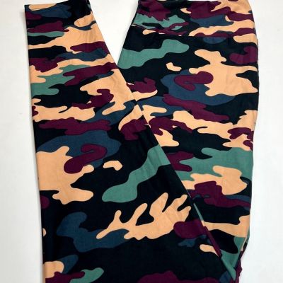 NEW LuLaRoe TC Leggings PURPLE TAN GREEN Modern Trendy CAMO Military Camouflage