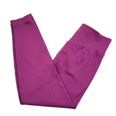 Pink Active Leggings Women's Medium Magenta Ribbed Yoga Workout Athleisure Capri