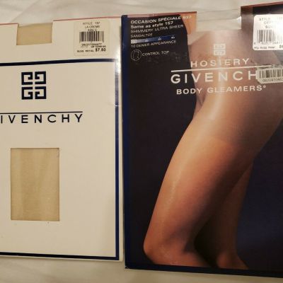 Givenchy Body Gleamers Hosiery Ultra Sheer Pantyhose La creme & Crystal.Sz C.2pr