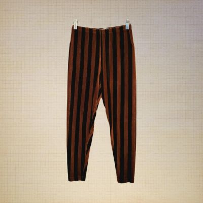 Tapemeasure,S | 90s Velvet Black And Brown Stripped Leggings