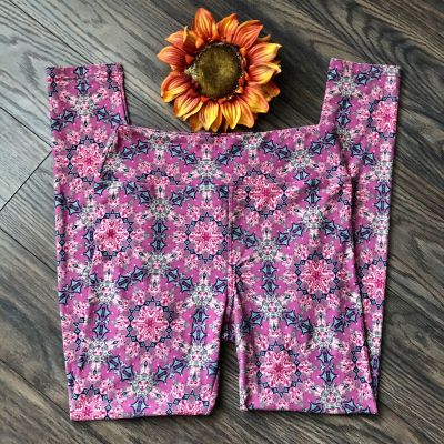 ????LuLaRoe????Women’s Bright Pink FLOWER Print Leggings | ONE SIZE |