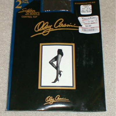 NIP 2 Vintage Pairs Oleg Cassini Control Top NOS Pantyhose Size C