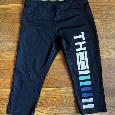 Tommy Hilfiger Sport Black Blue White Stretch Workout Leggings Womens XL Cropped