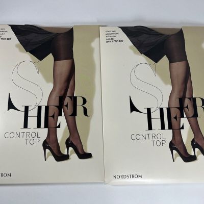 (2 Pair) 2002 Sheer Controll Top Sheer Toe Medium Beige Size Plus 2