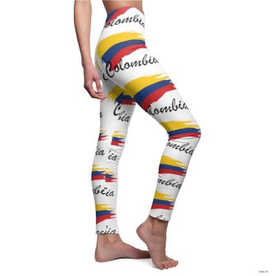 COLOMBIA FLAG Women's Cut & Sew Casual Leggings, Workout Tight Leggings