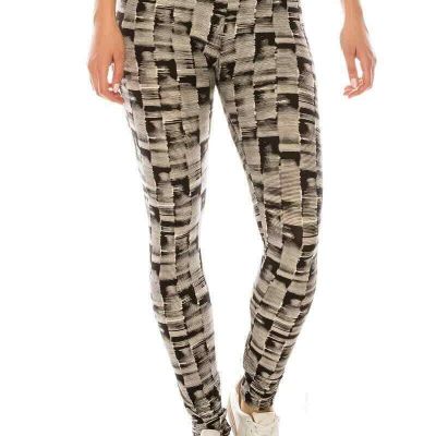 Long Yoga Style Banded Lined Multi Printed Knit Legging With High Waist.