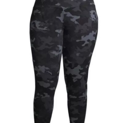 Terra & Sky Women's Plus Black Camo High Rise Leggings Size 2X (20W-22W) NEW