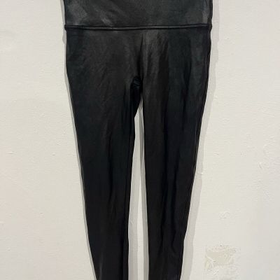 SPANX Women's Black Faux Leather Leggings Size Large