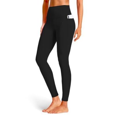 Leggings with Pockets for Women, Tummy Control High Waisted Workout Large Black