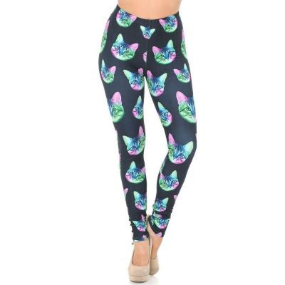 Reg One Size Junior Neon Cats Leggings by USA Fashion™, Creamy Soft Leggings