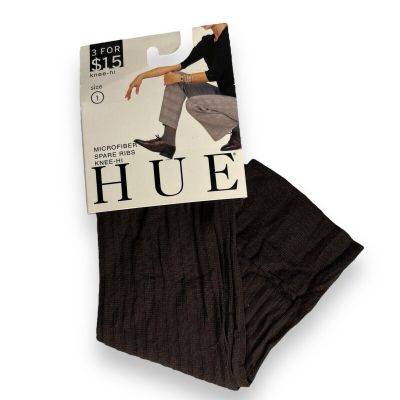 HUE Espresso Brown Microfiber Spare Rib Knee Hi Womens One Size 1 Pair