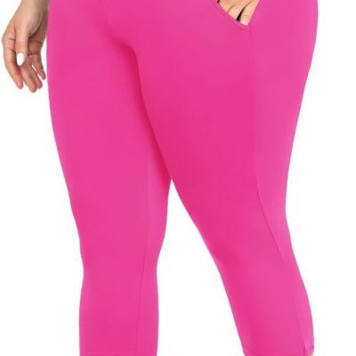 MOREFEEL Capri Plus Size Leggings for Women with XX-Large, 04 Hot Pink