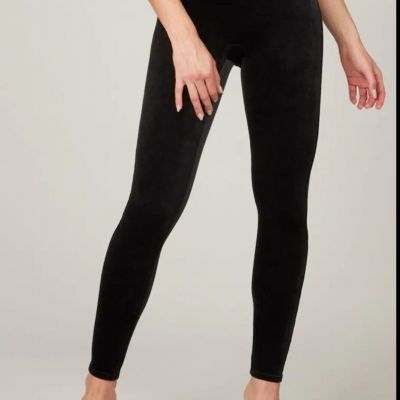 Spanx High Waisted Velvet Leggings - Black - Medium