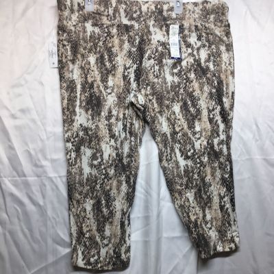 NWT Womens Terra & Sky Snake Skin Pull On High Rise Capri Legging Pants Size 3X