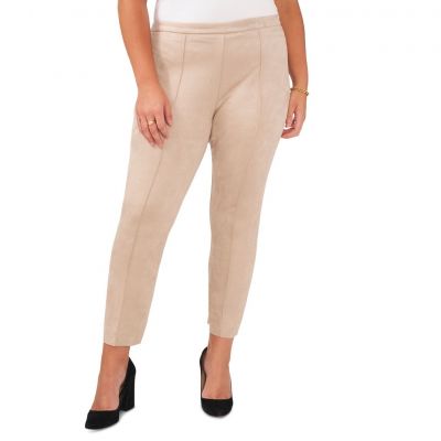 Plus Size Seamed Faux-Suede Leggings Latte 2X