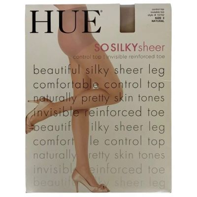 Hue So Silky Sheer Control Top Pantyhose Size 3 Large Natural Beige 12 Denier