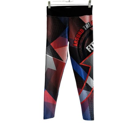 Around the Clock Fitness leggings, Size M, multicolor, geometric print, workout