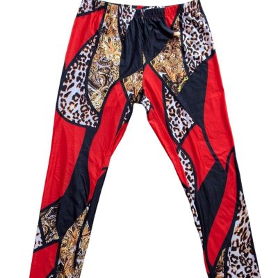 Fashion Nova Womens Red Animal Print Legging Pants Regular FIt Size XL