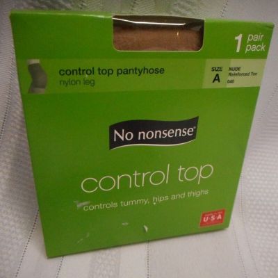 No Nonsense Control Top Pantyhose NUDE Reinforced Toe Size A