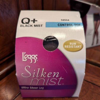 L'eggs Silken Mist Ultra Sheer Control Top Pantyhose Black Mist Q+ Up To 6'  240