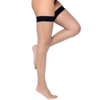 Colored Top Stay Up Stockings Silicone Sheer Thigh Highs Hosiery Nude Black 539