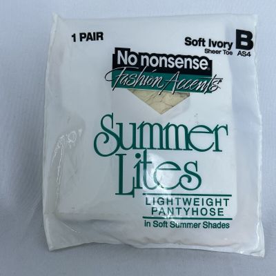 Vtg No Nonsense Fashion Avenue Summer Lites Pantyhose Soft Ivory Size B Sheertoe