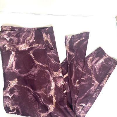 Free fly purple white swirl soft active leggings with pockets plus size size 2X